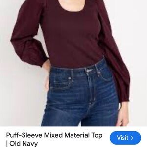 Old Navy Rich Burgundy Long Sleeve Blouse